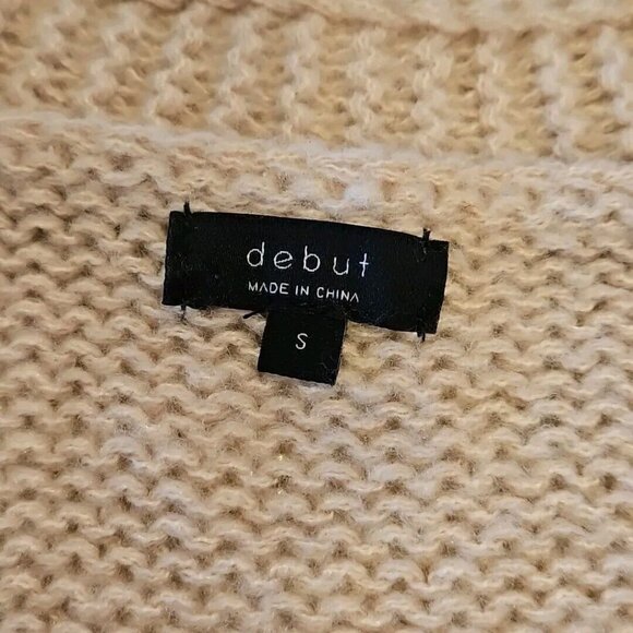 Chunky Teddy Bear Sweater Womens S Crochet Beige Cropped Cardigan Debut Animal - Picture 8 of 10